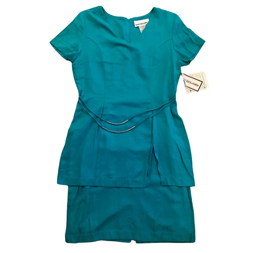 New With Tags - Vintage 1980’s David Benjamin Teal Tiered Dress (8)